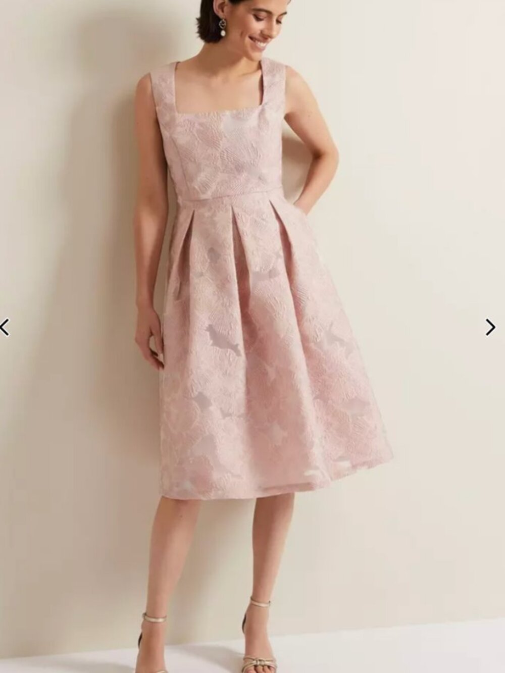 Phase Eight Pale Pink "Jacesta" Jacquard Fit And Flare Dress